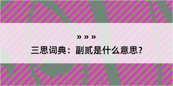 三思词典：副贰是什么意思？