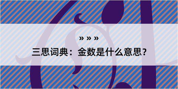 三思词典：金数是什么意思？