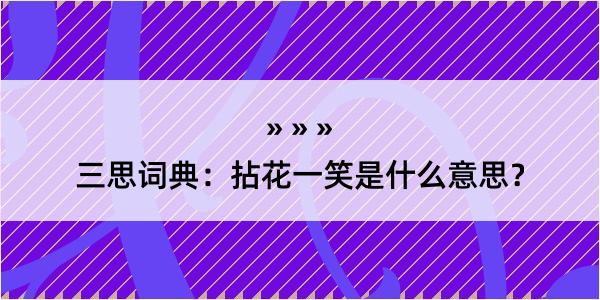 三思词典：拈花一笑是什么意思？