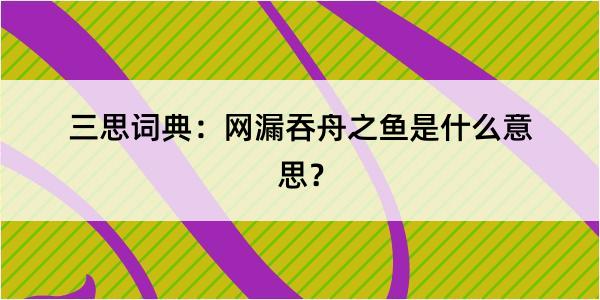 三思词典：网漏吞舟之鱼是什么意思？