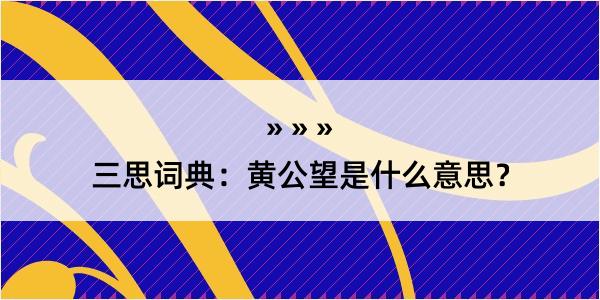 三思词典：黄公望是什么意思？