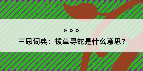 三思词典：拨草寻蛇是什么意思？