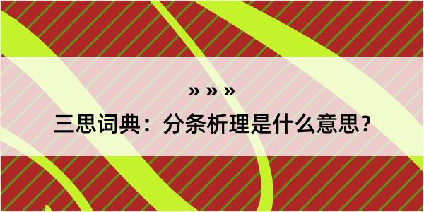 三思词典：分条析理是什么意思？