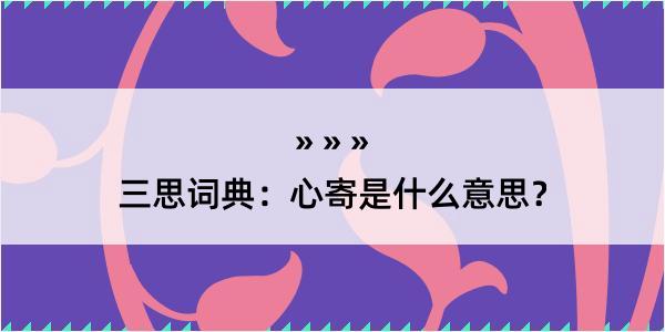 三思词典：心寄是什么意思？