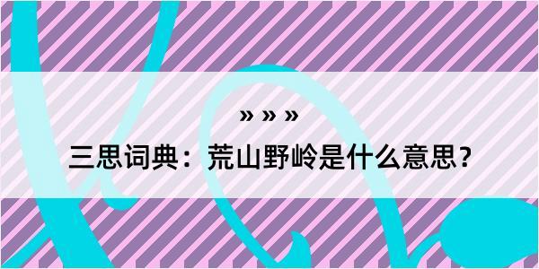 三思词典：荒山野岭是什么意思？