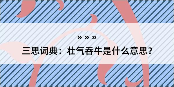 三思词典：壮气吞牛是什么意思？