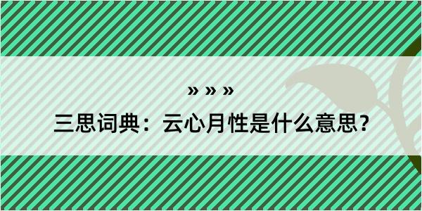 三思词典：云心月性是什么意思？