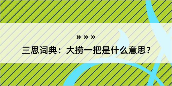 三思词典：大捞一把是什么意思？