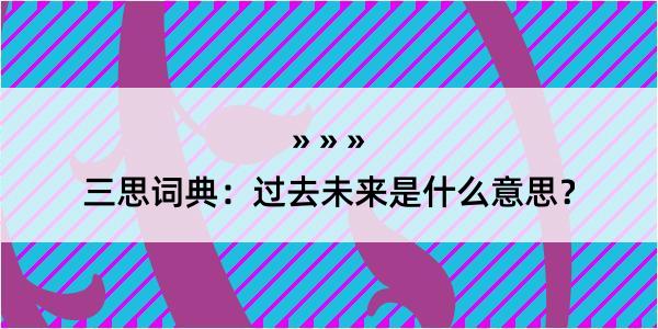 三思词典：过去未来是什么意思？