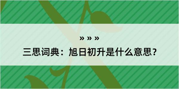 三思词典：旭日初升是什么意思？