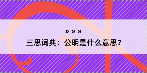 三思词典：公明是什么意思？