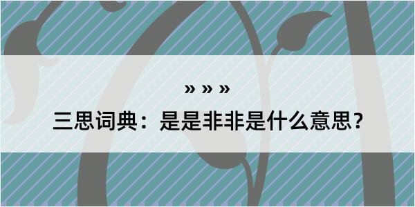 三思词典：是是非非是什么意思？