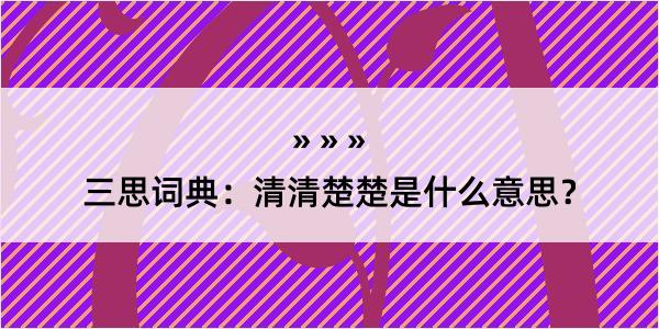 三思词典：清清楚楚是什么意思？