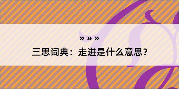 三思词典：走进是什么意思？