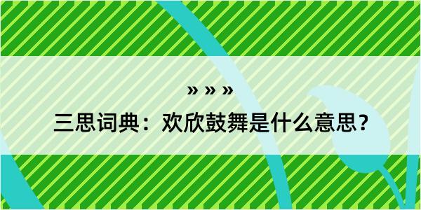 三思词典：欢欣鼓舞是什么意思？