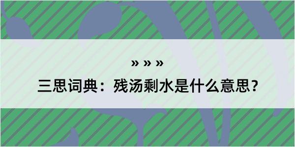 三思词典：残汤剩水是什么意思？