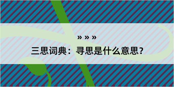 三思词典：寻思是什么意思？