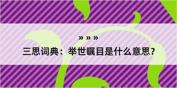 三思词典：举世瞩目是什么意思？