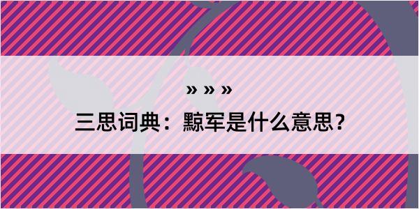 三思词典：黥军是什么意思？