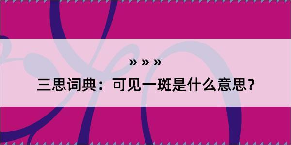 三思词典：可见一斑是什么意思？