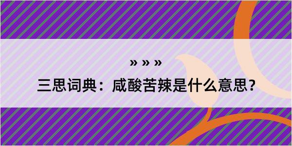 三思词典：咸酸苦辣是什么意思？