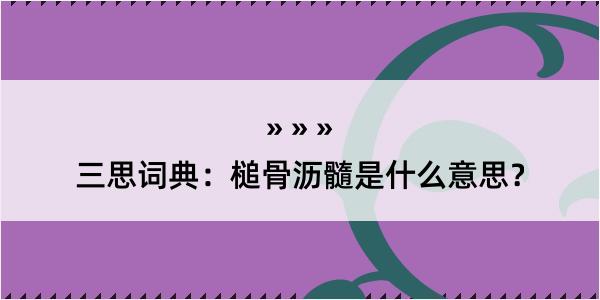 三思词典：槌骨沥髓是什么意思？