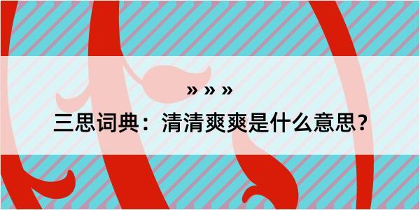 三思词典：清清爽爽是什么意思？