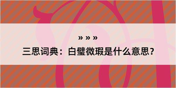 三思词典：白璧微瑕是什么意思？