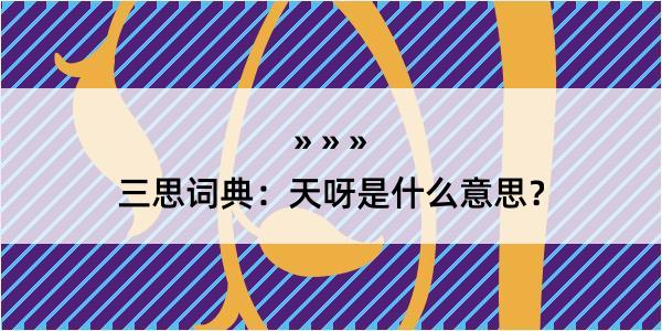 三思词典：天呀是什么意思？