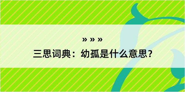 三思词典：幼孤是什么意思？