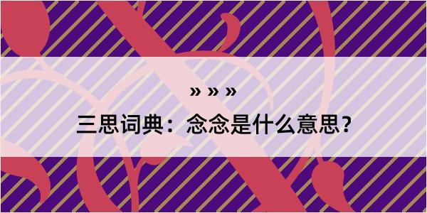 三思词典：念念是什么意思？