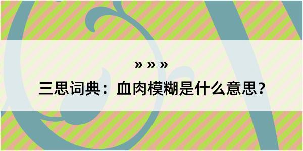 三思词典：血肉模糊是什么意思？