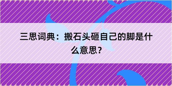 三思词典：搬石头砸自己的脚是什么意思？