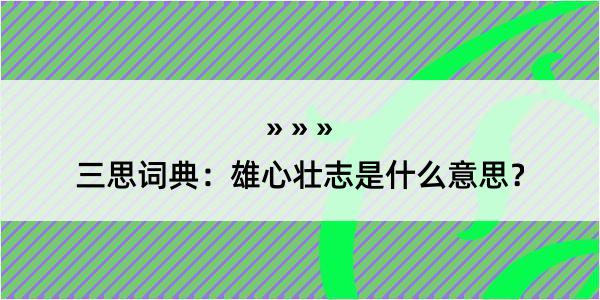 三思词典：雄心壮志是什么意思？