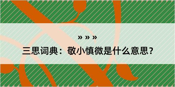 三思词典：敬小慎微是什么意思？