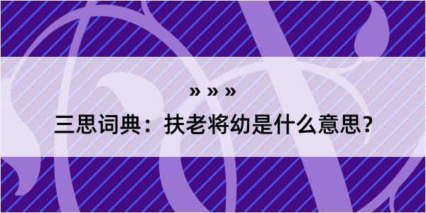 三思词典：扶老将幼是什么意思？