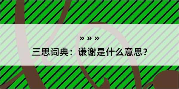 三思词典：谦谢是什么意思？