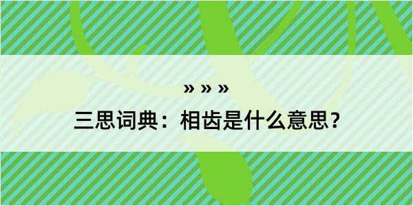 三思词典：相齿是什么意思？