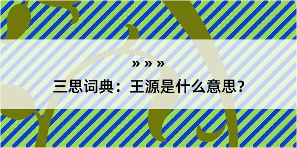 三思词典：王源是什么意思？