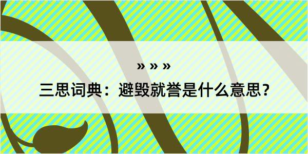 三思词典：避毁就誉是什么意思？