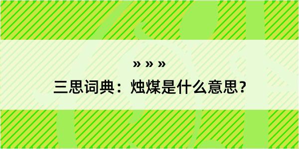 三思词典：烛煤是什么意思？