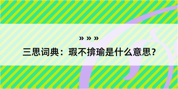 三思词典：瑕不揜瑜是什么意思？