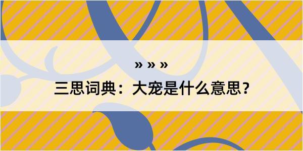 三思词典：大宠是什么意思？