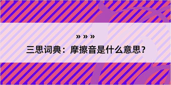 三思词典：摩擦音是什么意思？