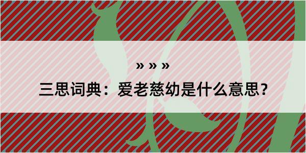 三思词典：爱老慈幼是什么意思？