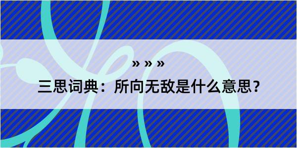 三思词典：所向无敌是什么意思？