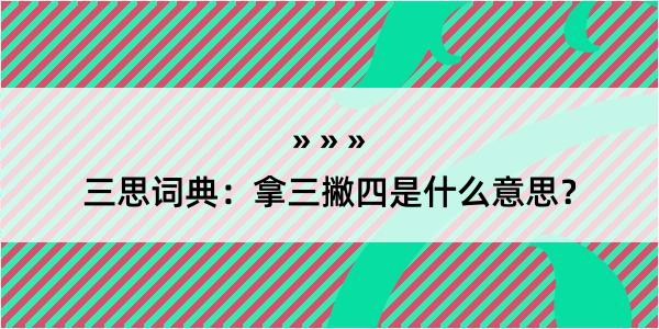 三思词典：拿三撇四是什么意思？