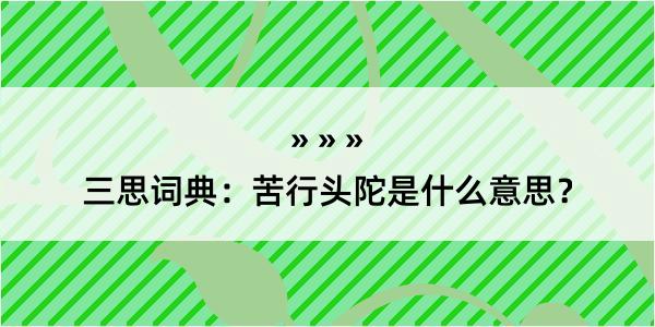 三思词典：苦行头陀是什么意思？