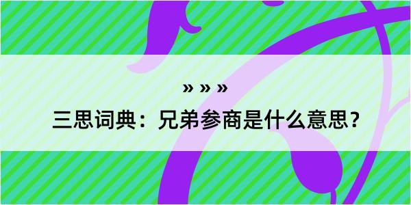 三思词典：兄弟参商是什么意思？