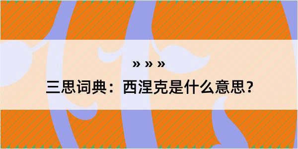 三思词典：西涅克是什么意思？